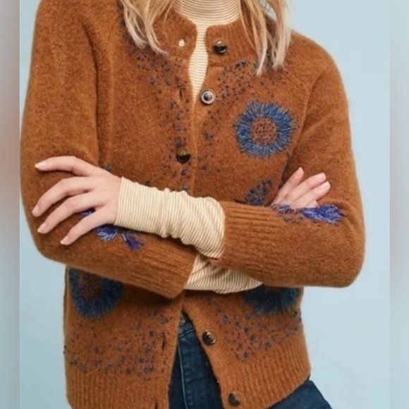 field & flower Sweaters - Anthropologie Field & Flowers Beaded 3/4 Sleeve Cardigan